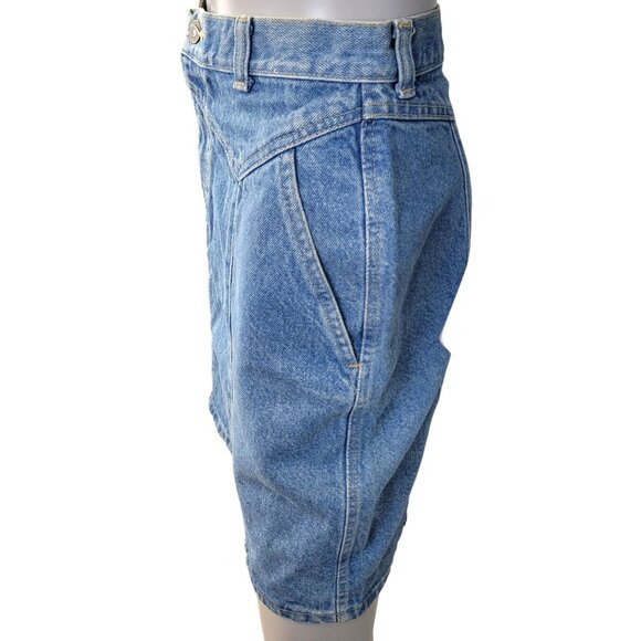 Vintage 80s Denim Mini Skirt Women Small 4 Light Wash Casual High Rise Blue Jean - Picture 9 of 14